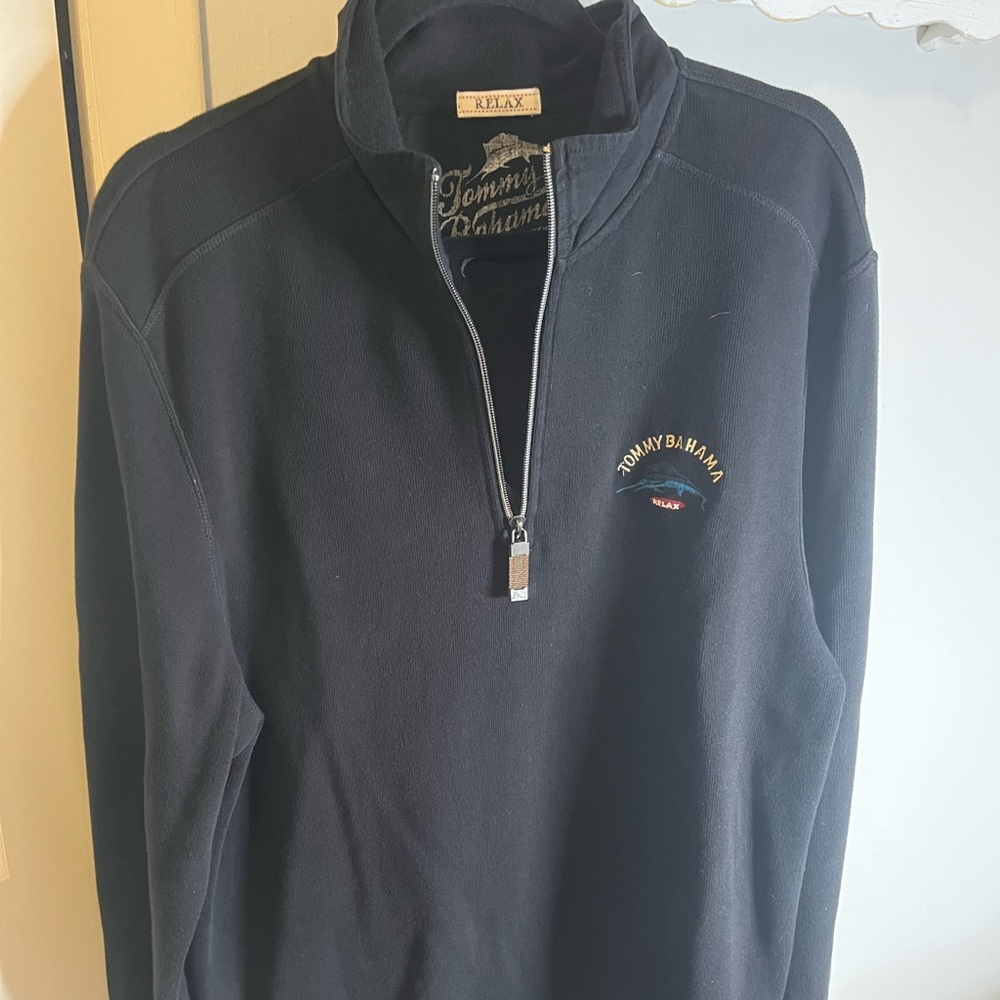 Tommy Bahama Navy Zip-Up Sweater for Men